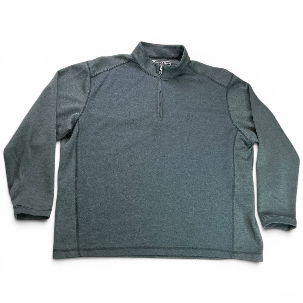 Pebble Beach Gray Quarter Zip Pullover Mens XL Performance Heathered Golf Top